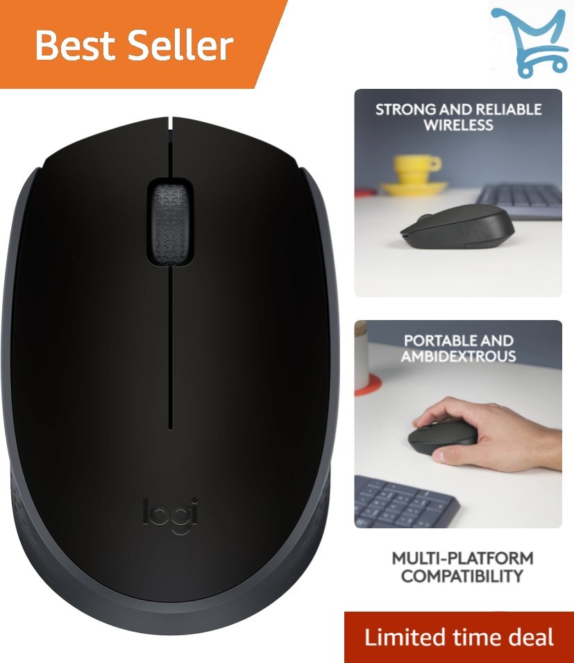 Wireless Mouse Optical Tracking Ambidextrous 12- Battery Life Black