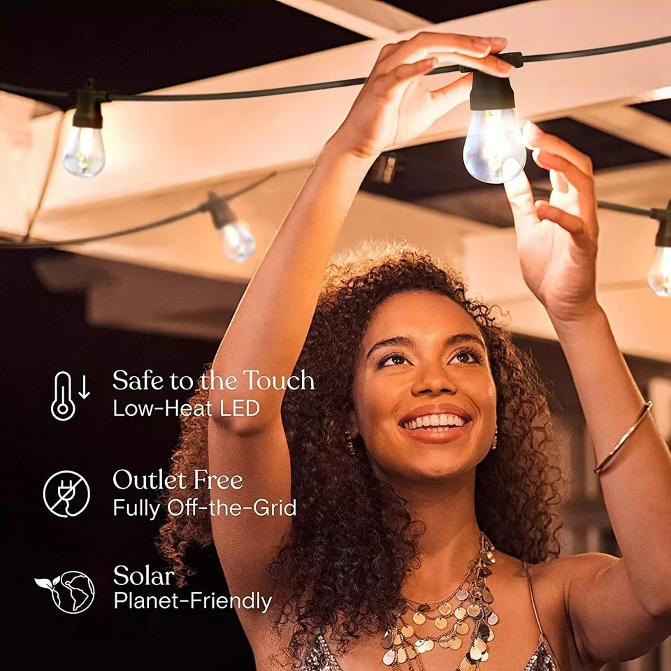 Brightech Ambience Pro Solar Powered Outdoor String Lights, 27 Ft Edison Bulb