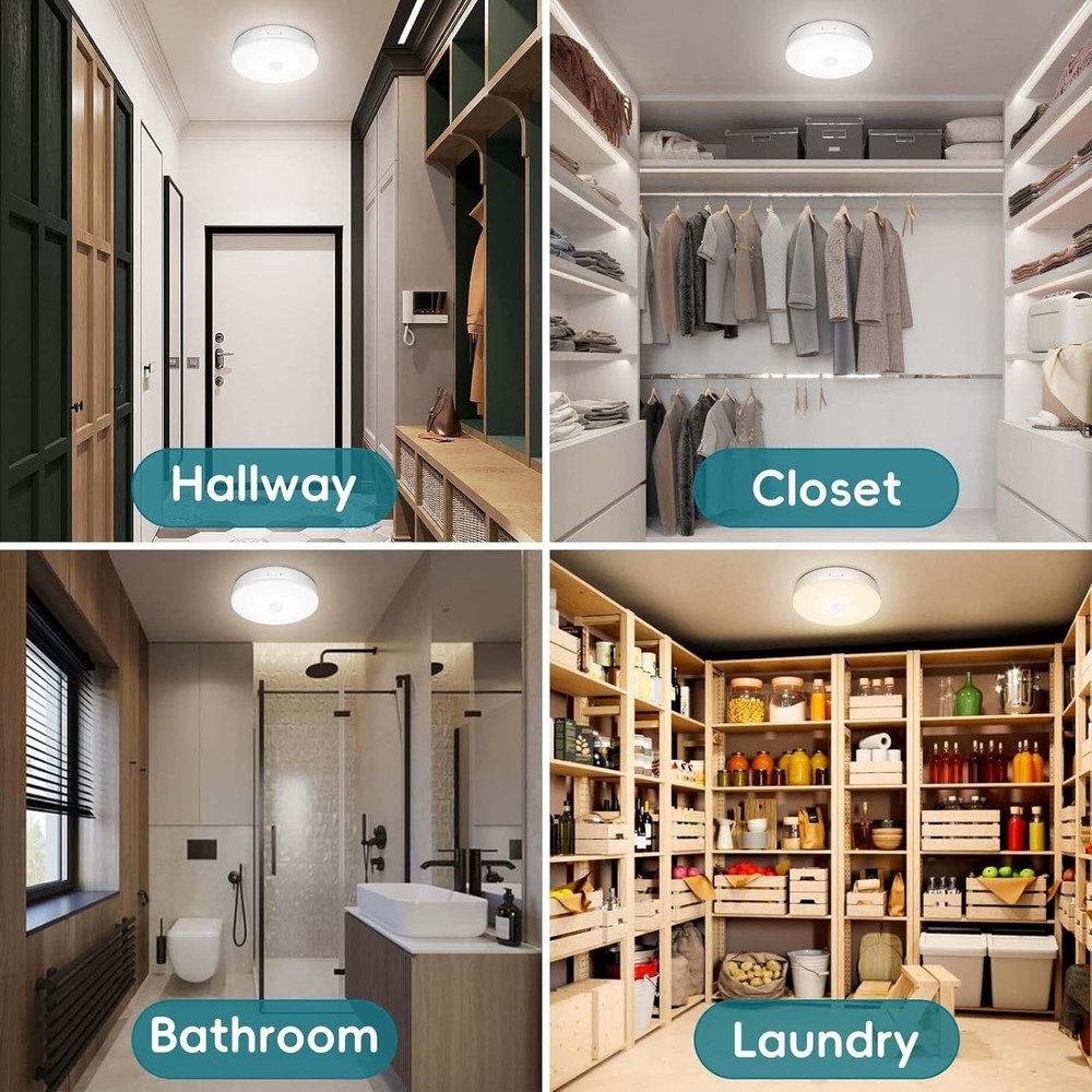 Rechargeable Motion Sensor Ceiling Light With Remote 7.4 Inch Wireless Ceiling L