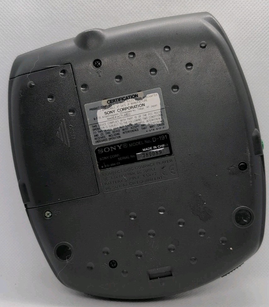Vintage Sony Discman D-191 Portable CD Player 90s