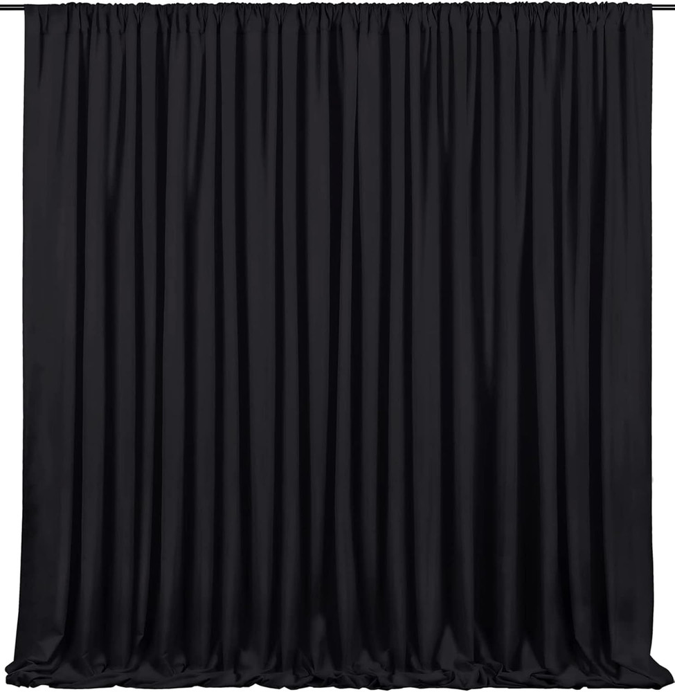 Black Backdrop Curtains 2 Panels 5Ft X 10Ft Polyester Photo Backdrop Drapes for