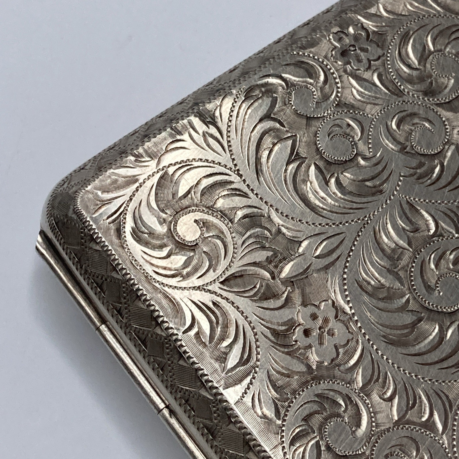 Sterling Silver .950 Cigarette Case Vintage Engraved~Made In Japan(130.5 Grams)