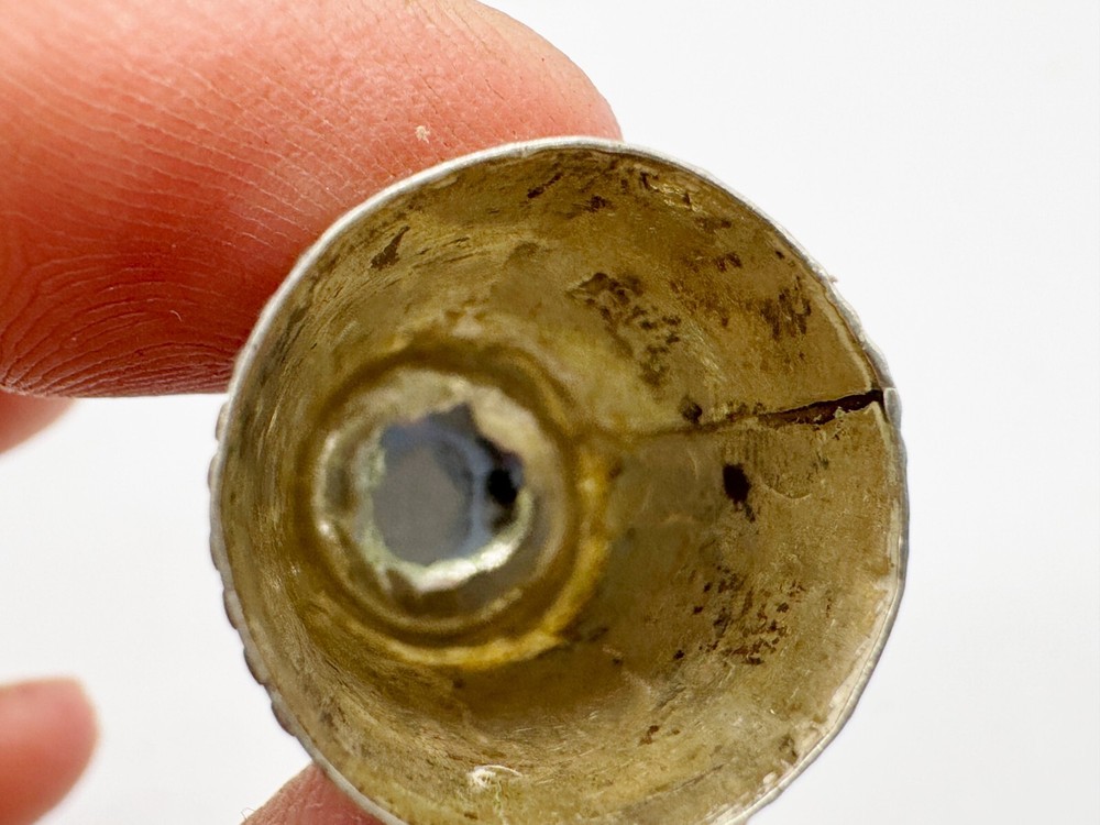 ANTIQUE SOLID SILVER GREEK KEY PATTERN CIRCLES SEWING THIMBLE