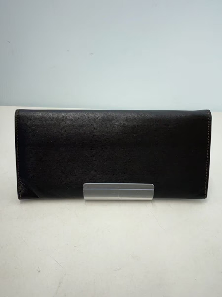 dunhill long wallet leather black plain men's