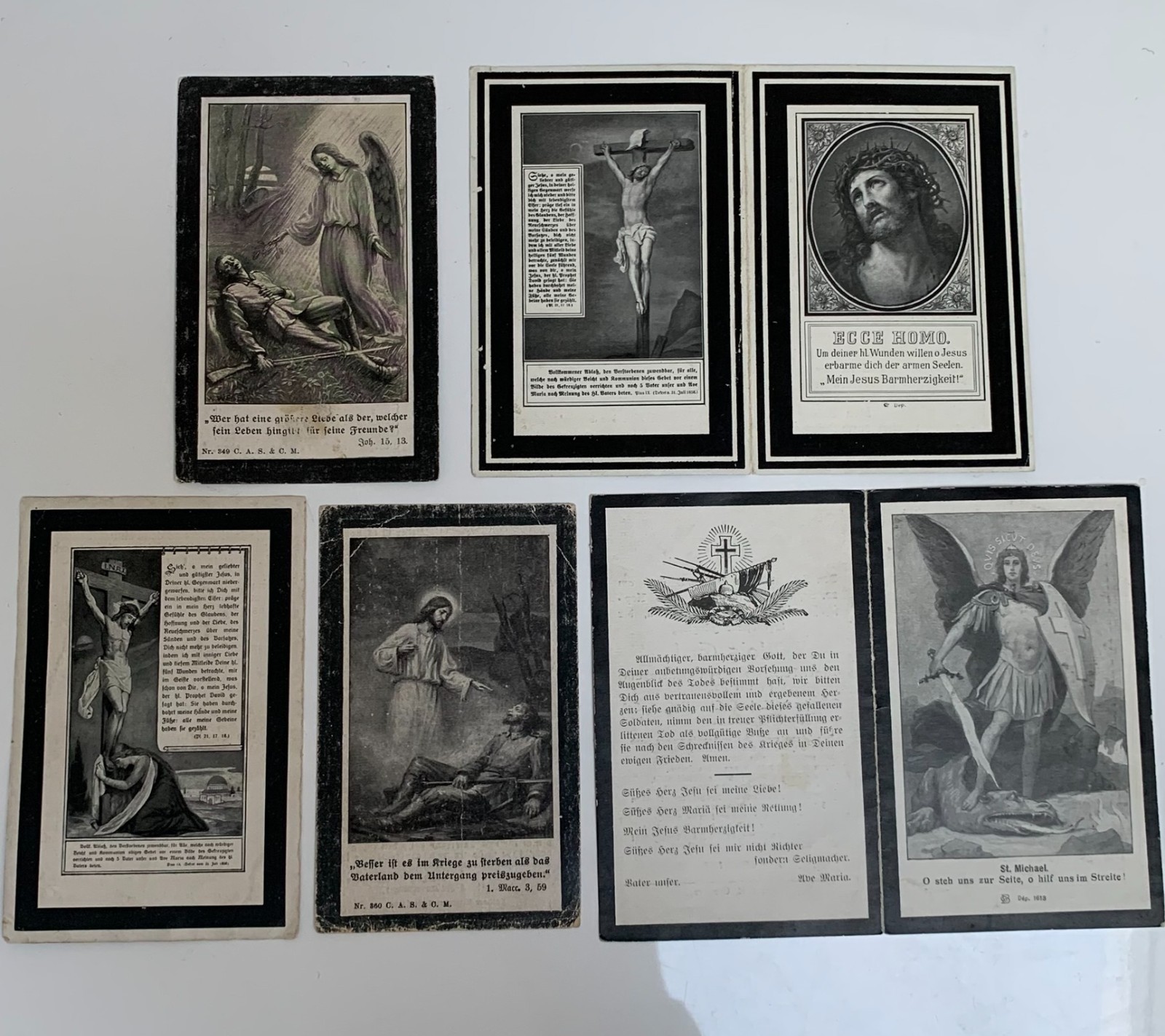 Group 5 KIA WW1 German Army Soldiers Mourning Death Cards Killed in Action