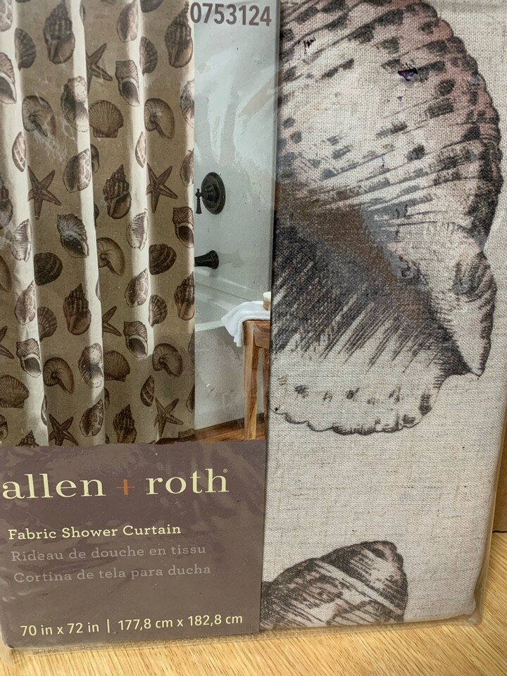 allen + roth  70-in L Rustic Shell Shells Polyester Shower Curtain