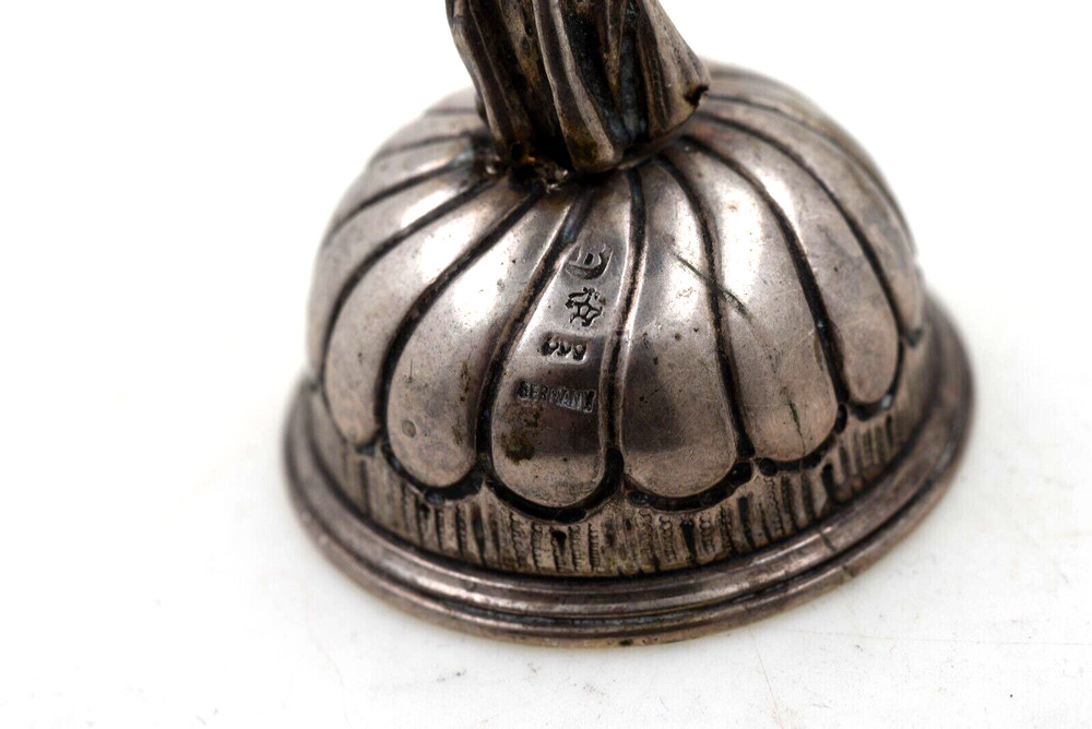 800 Silver Antique Dinner Bell Germany Figural Handle