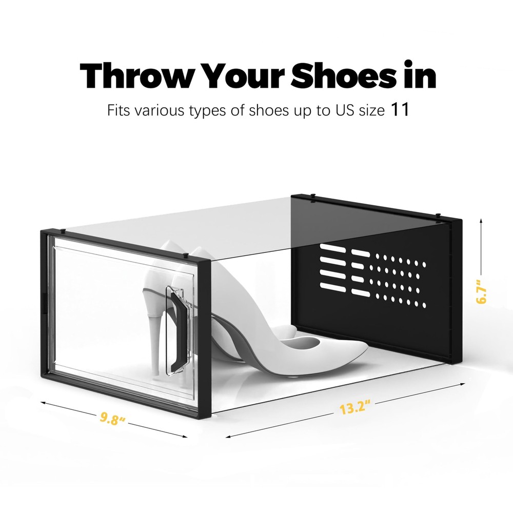 SEE SPRING XLarge Shoe Storage Box Fit Size 11, Clear Plastic Stackable Shoe ...