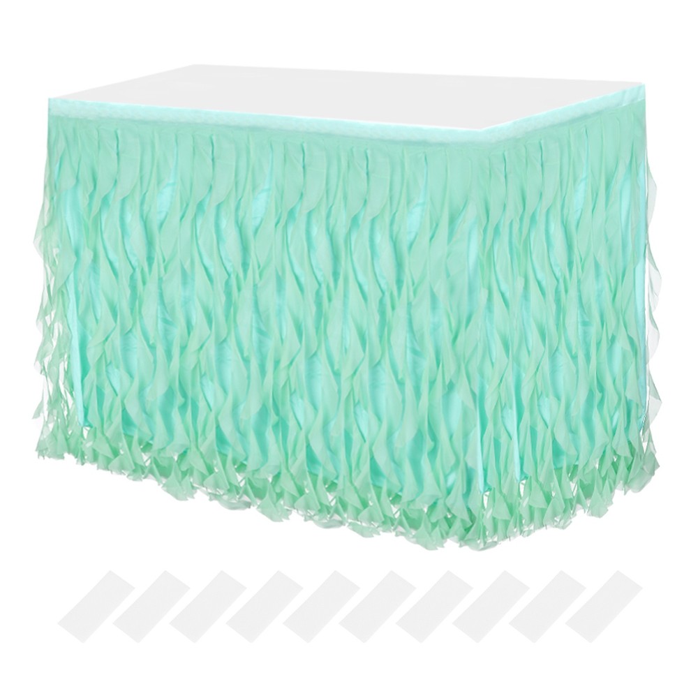 14ft Mint Green Tutu Tulle Table Skirt for Rectangle Tables
