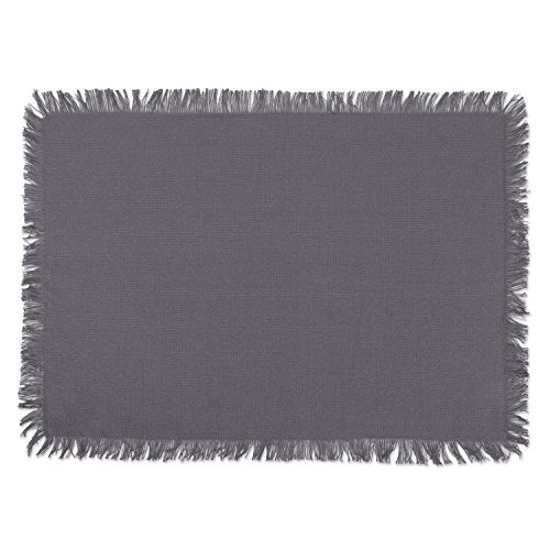 Everyday Collection, Fringed Solid Tabletop, 6 Piece Placemat Set Gray