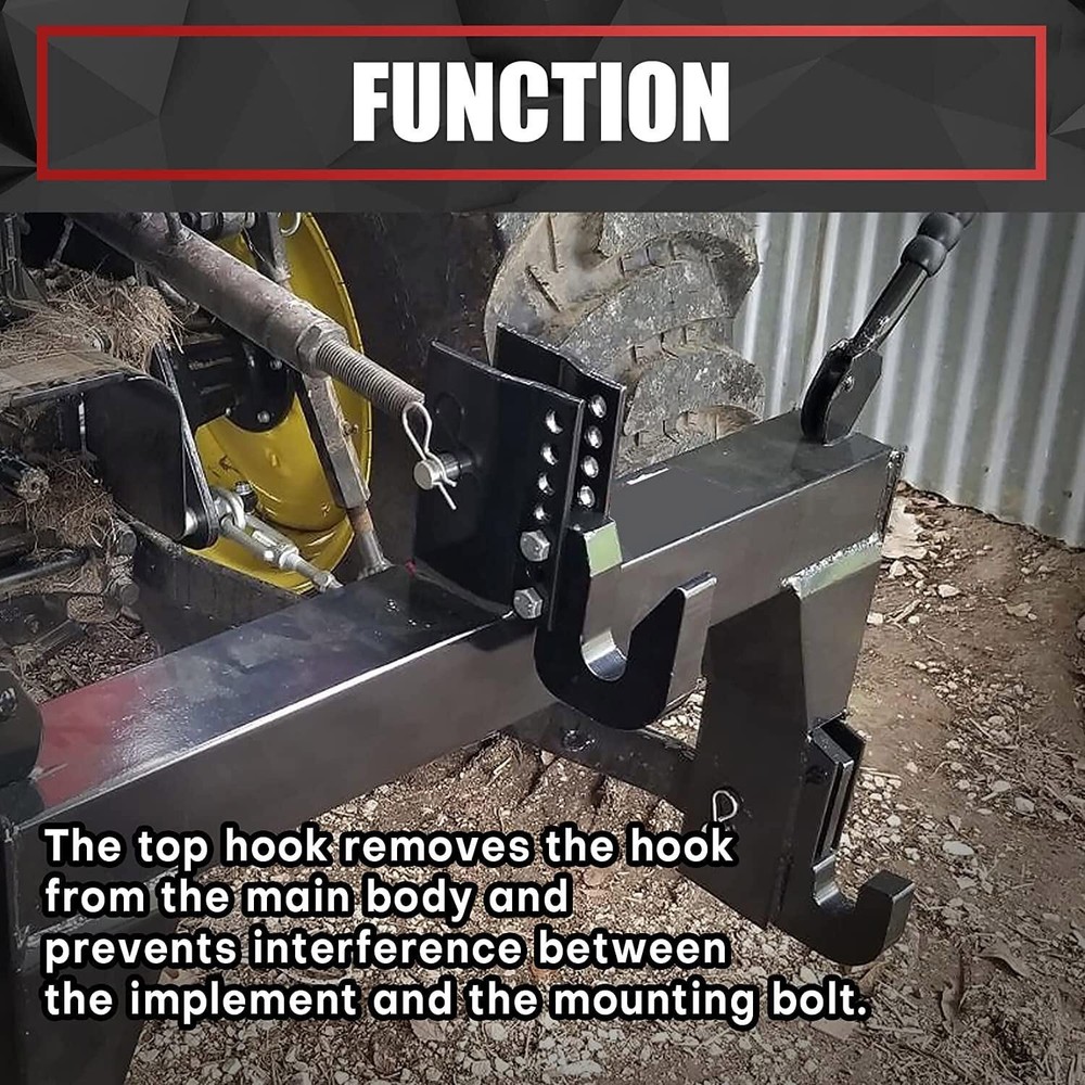 Adjustable Top Hook for Harbor Freight Quick Hitch Cat 1 Tractor 3 Point Hitch