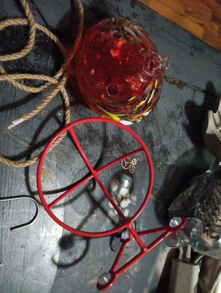 Blown Glass Window Hummingbird Feeder