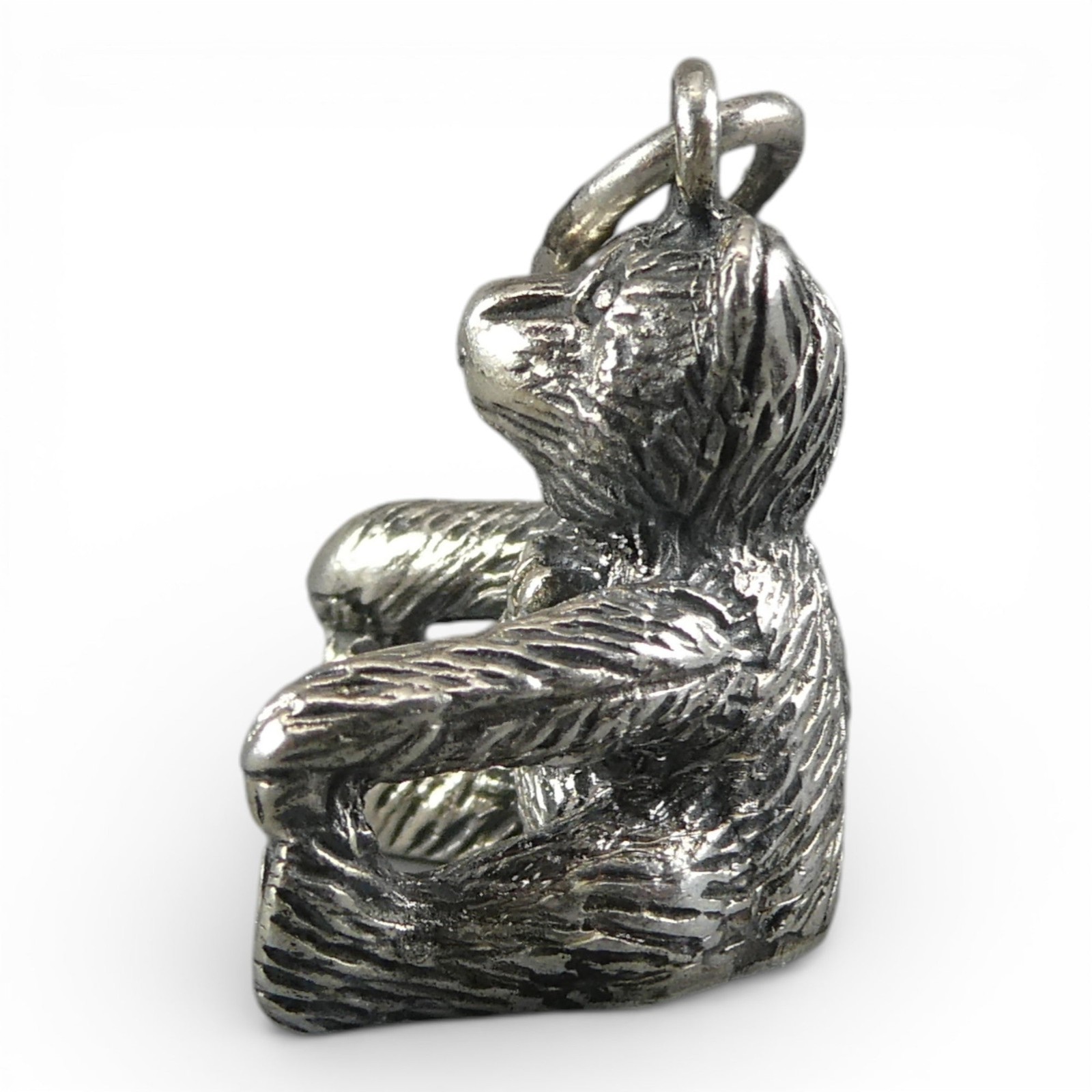 Sterling Silver Teddy Bear Charm for Bracelet Arms Down Vintage Small Pendant