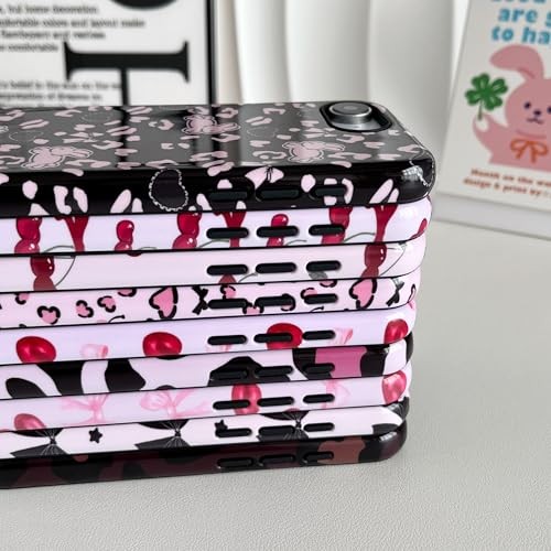 Case for iPhone 17e/iPhone 16e, Cute Pink Bow iPhone 16e/17e Cherry/Glossy