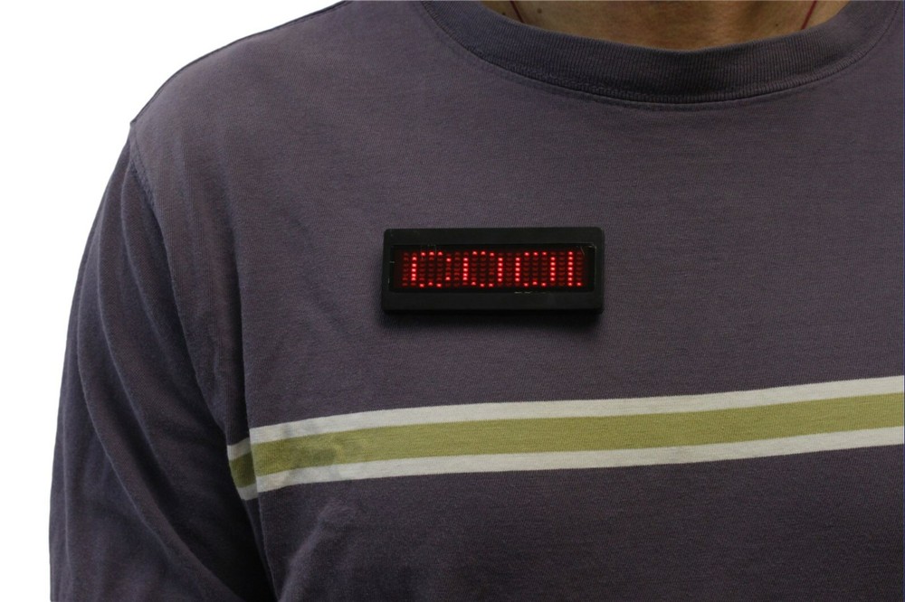 Bolan Programmable Scrolling Red LED Name Tag, Reusable Name Badge