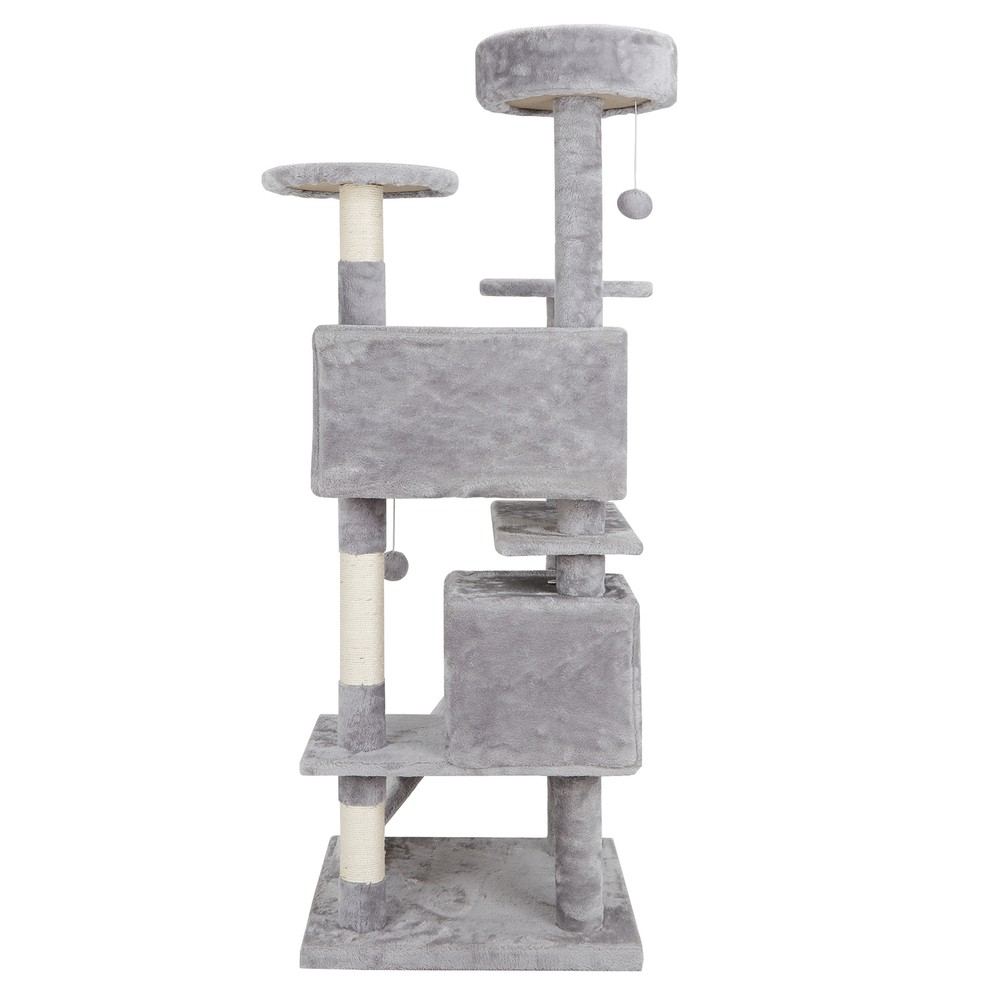 Multi-level 53" Cat Tree Tower for Multiple Cats W/Sisal Posts, Plush Perch