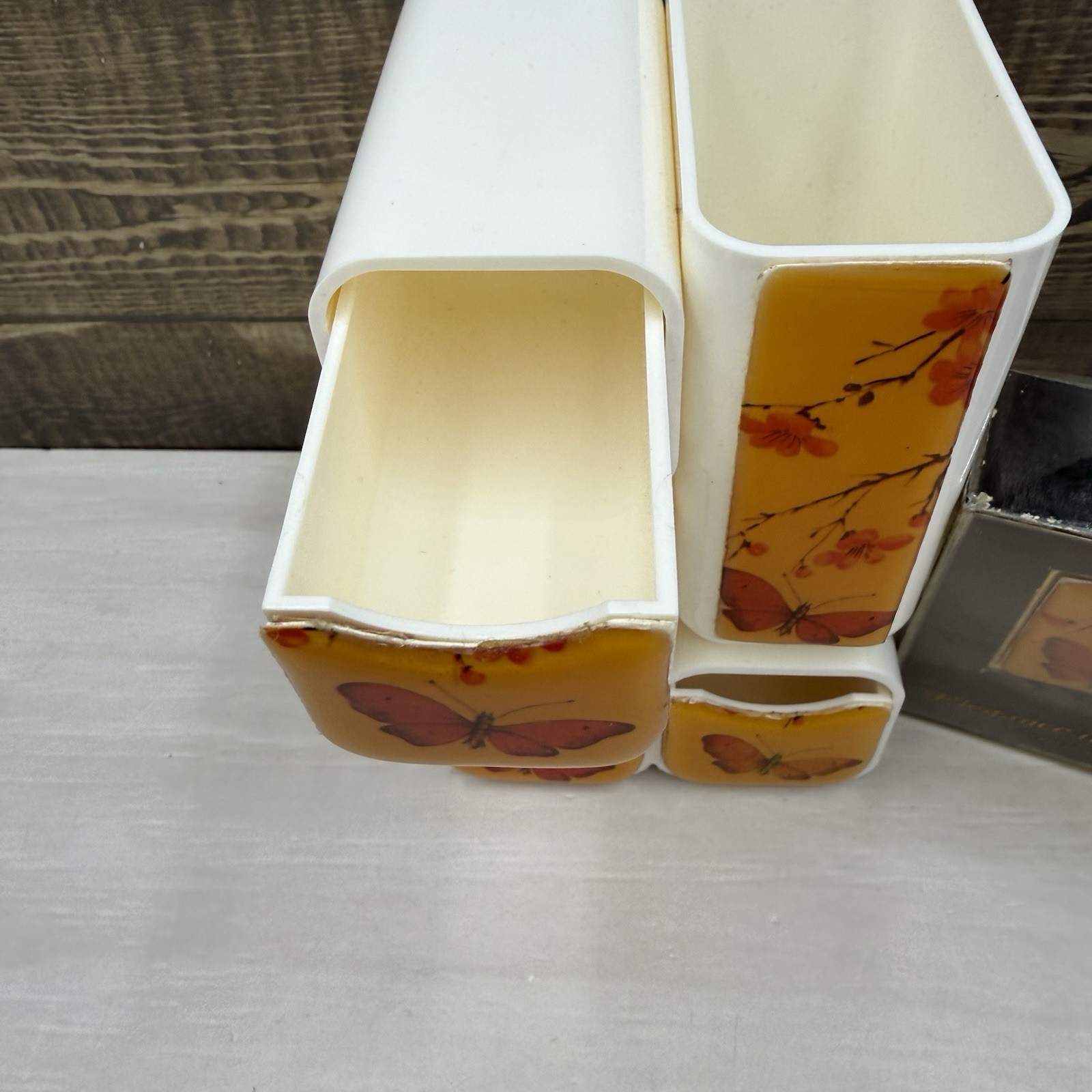 Vintage 1970s Modernism Mid Century Modern Tidy Caddy Desk Organizer Butterfly