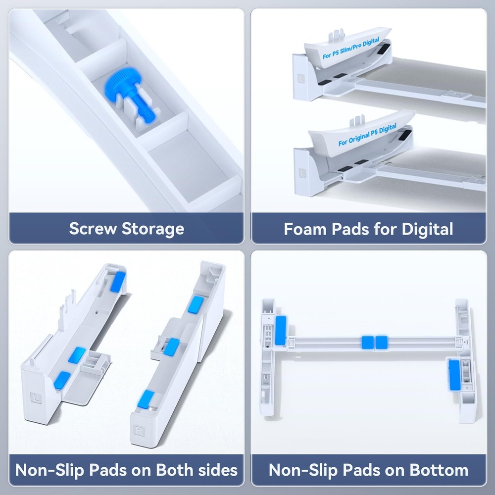PS5/Slim/Pro Horizontal Stand for Disc & Digital Console, Stable PS5 Accessor...