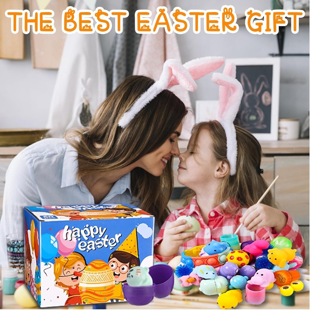 60PCS Prefilled Easter Eggs with Toys Inside, Easter Basket Eggs Filled Stuff...