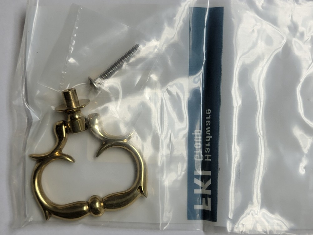 NOS 2" Wide VICTORIAN SOLID BRASS RING PULL