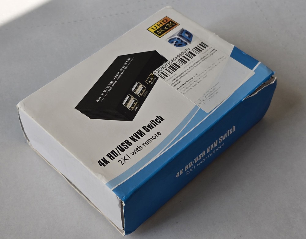 4K HD USB KVM Switch 2X1 with Remote New.