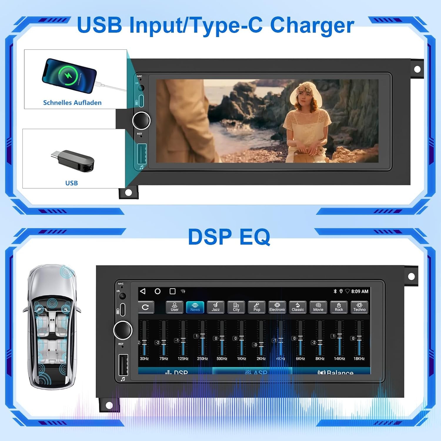 Car Stereo Radio For Jeep Cherokee 1997-2001 Carplay Android 15 GPS 4+64G