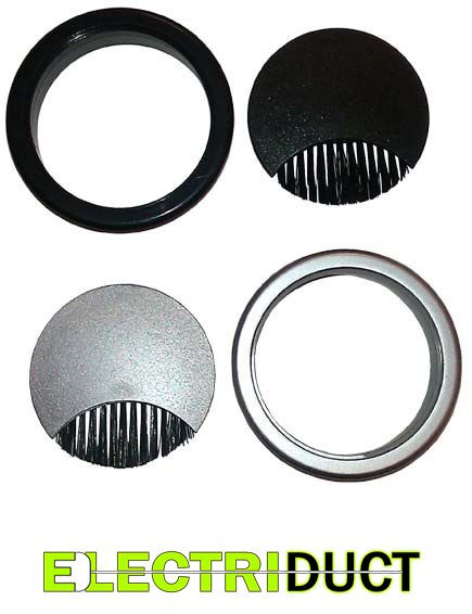 2" / 2.375" Plastic Brush Office Computer Desk Table Grommets - Black - Silver