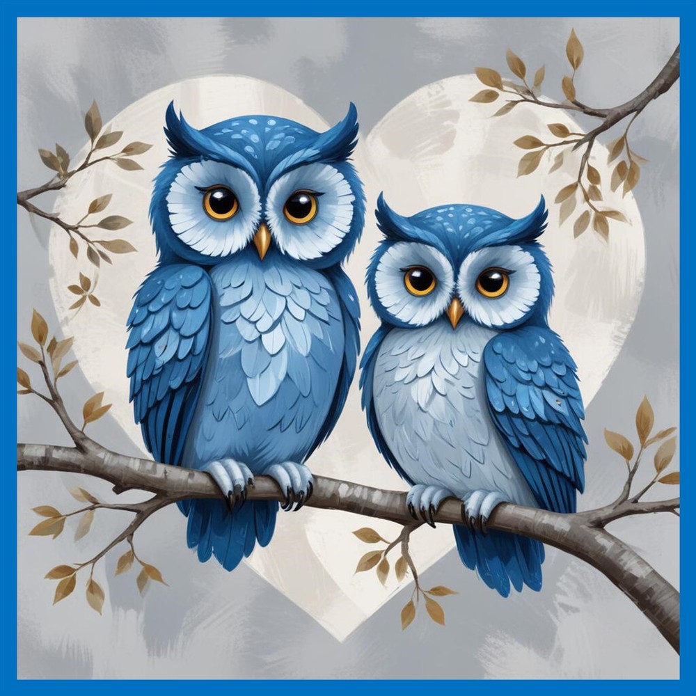 30 Custom Blue Owl Art Personalized Address Labels