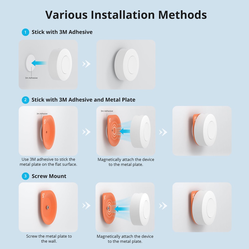 2PCS SONOFF Zigbee Wireless Switch Button SNZB-01P Smart Home Automation Control
