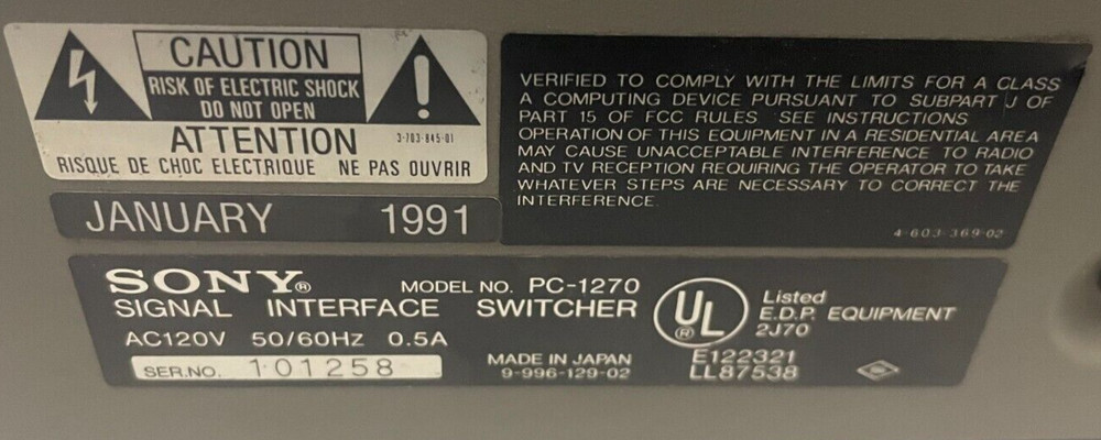 Sony PC-1270 Signal Interface Switcher