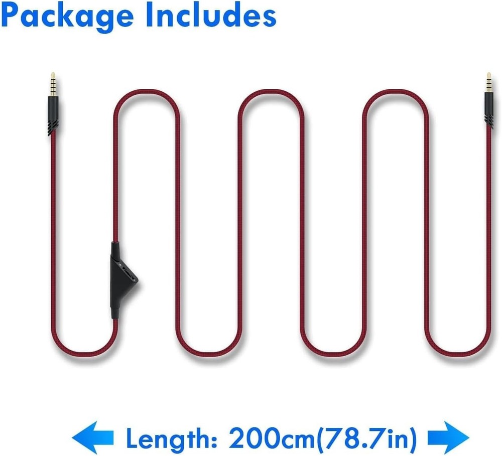 2M Braided Headset Replacement Cable with Volume Control for Astro & Xbox - Red