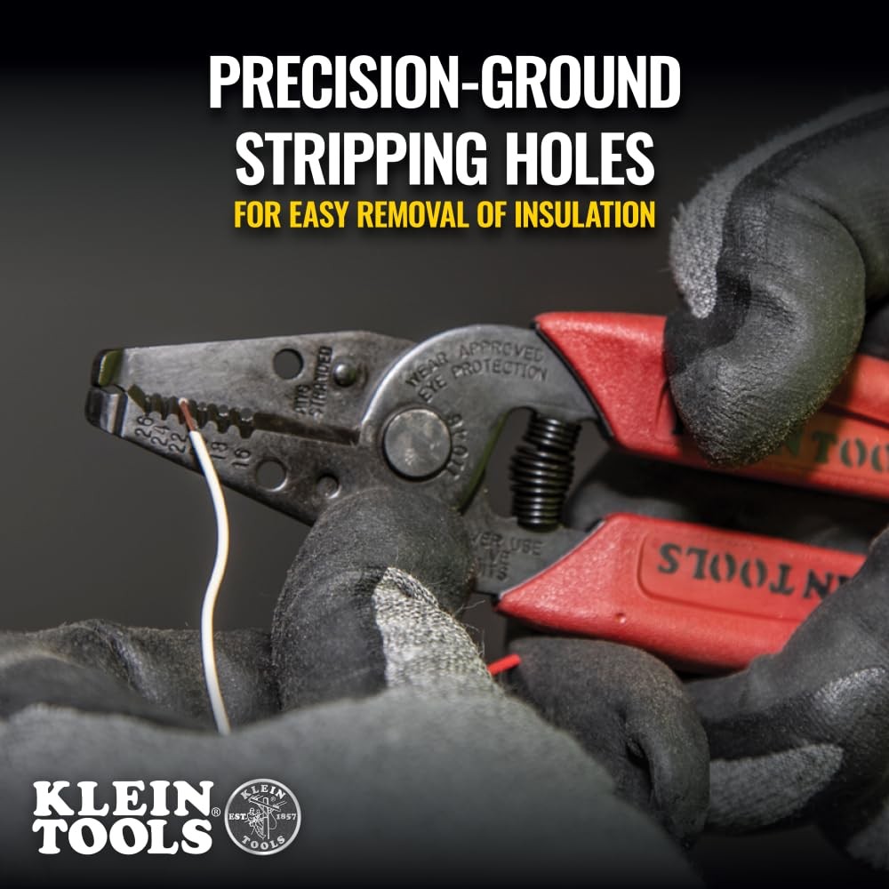 Klein Tools 11049 Wire Stripper/Cutter, Made in USA, Compact, Small, Red
