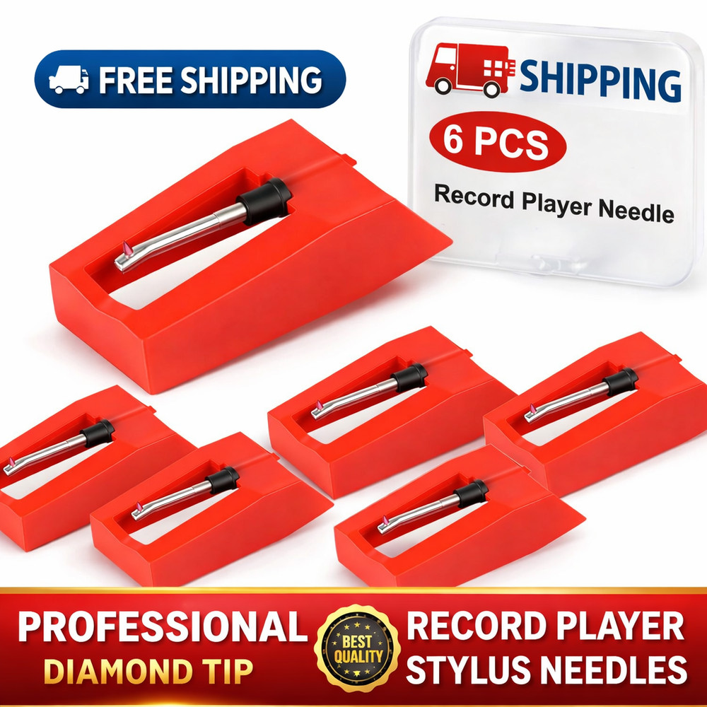 6 Pack Record Player Needle Replacement, Upgraded Vinyl Record Needle Compatible