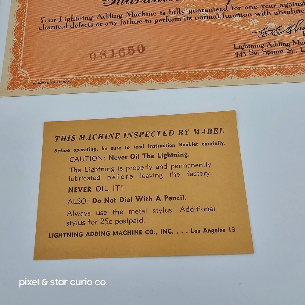 Vintage Lightning Adding Machine - Green - Includes Box/Original Paperwork