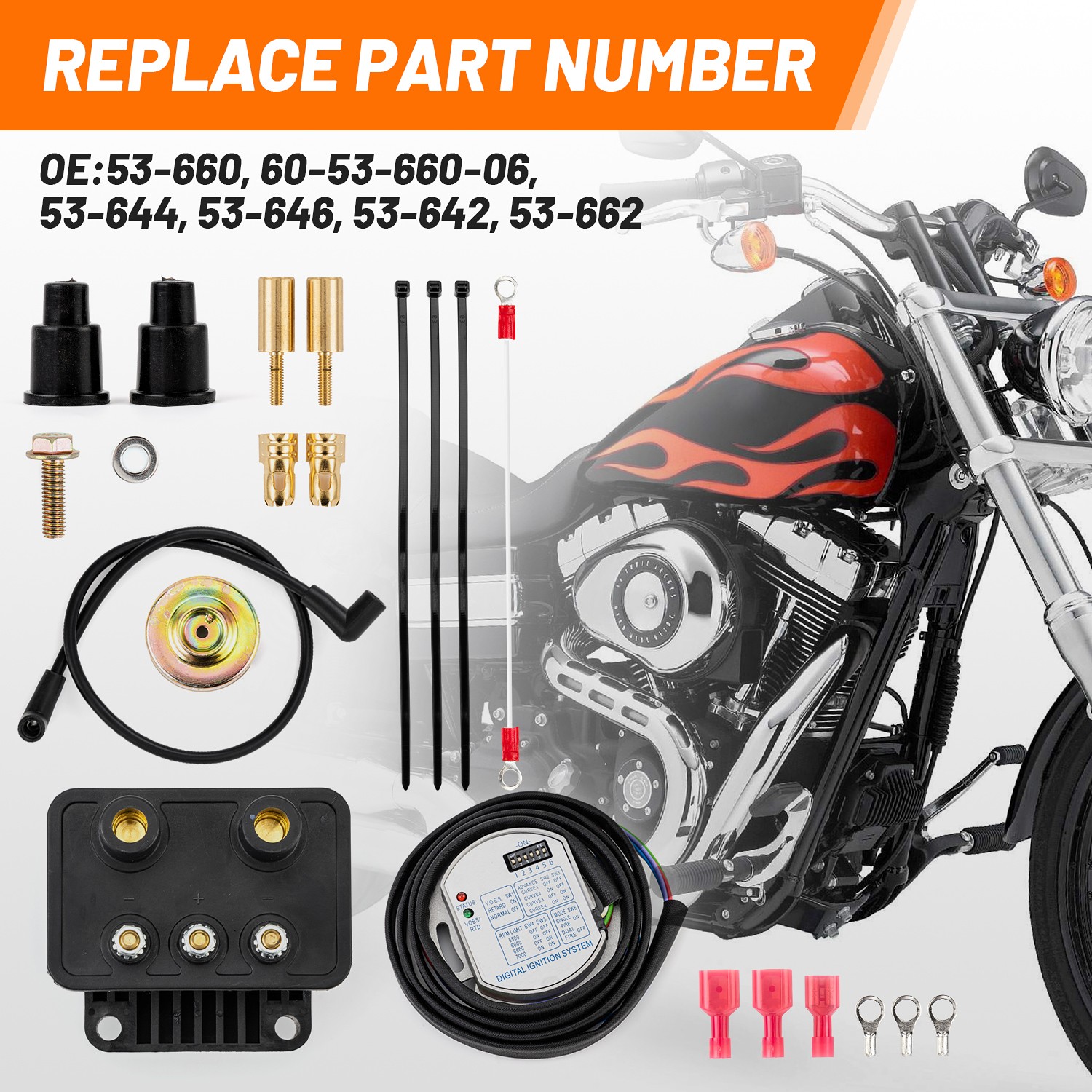 Single Fire Programmable Ignition Coil Kit 53-660 For Harley Evo Big Twin & XL 7