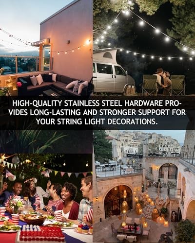 String Light Hanging Kit Outdoor 164 Ft Vinyl Coated Cable and Winch 164 Feet