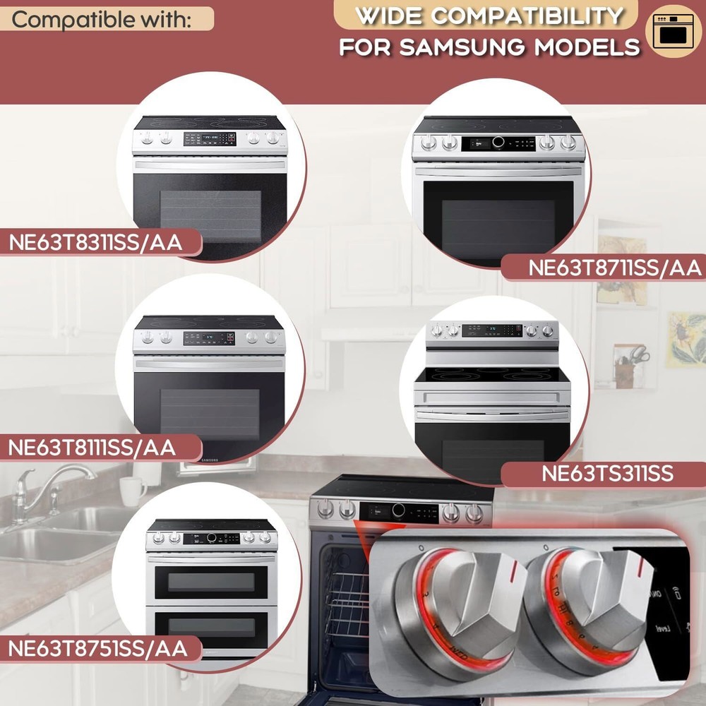 4 Pack Stove Knobs DG94-03500A/Z for Samsung Knob, Electric Stove Oven Range