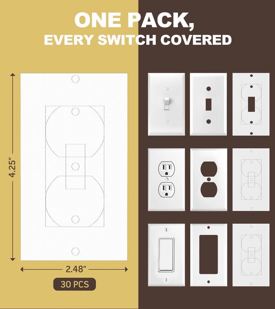 Outlet Insulators Draft Sealers, 30 Pack Electrical Outlet Insulation Pads, E...