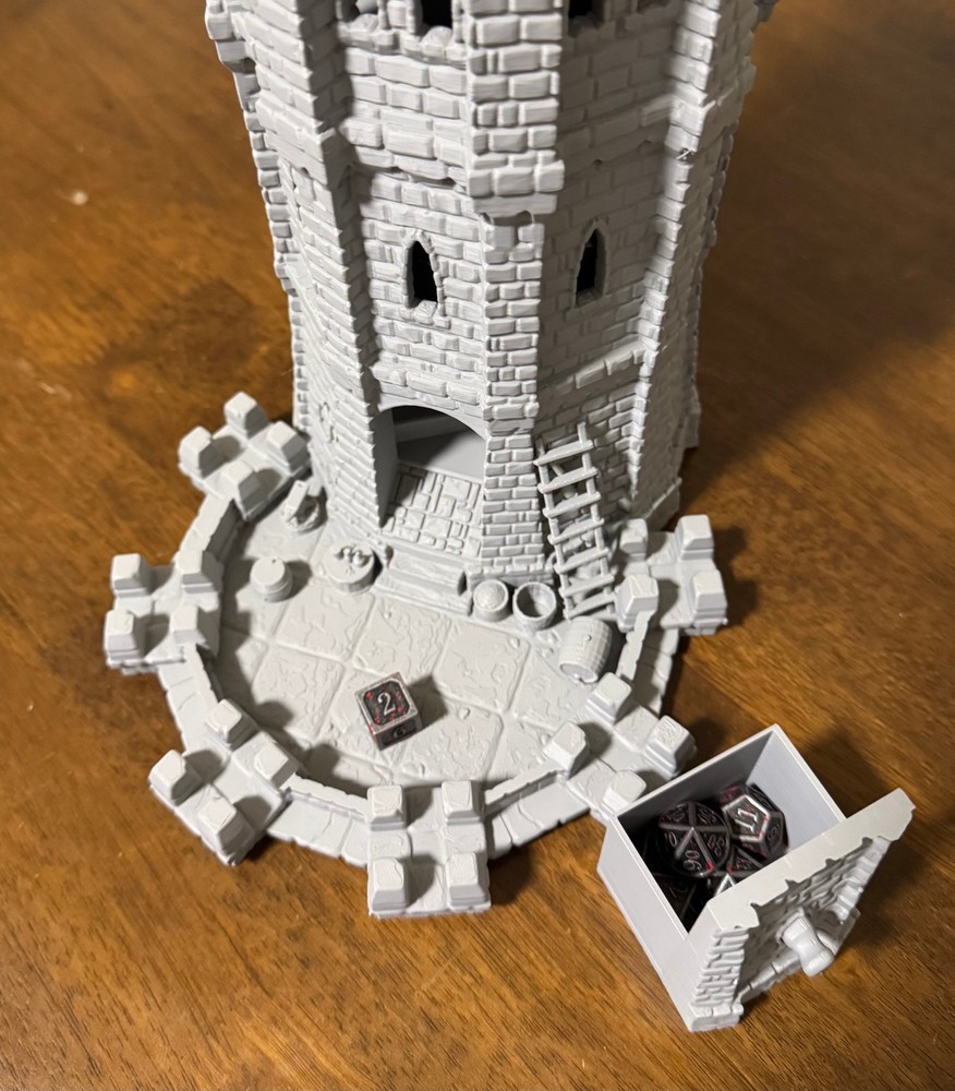 Castle Dice Tower with Storage Tray DnD Dice Roller Tabletop RPG Terrain