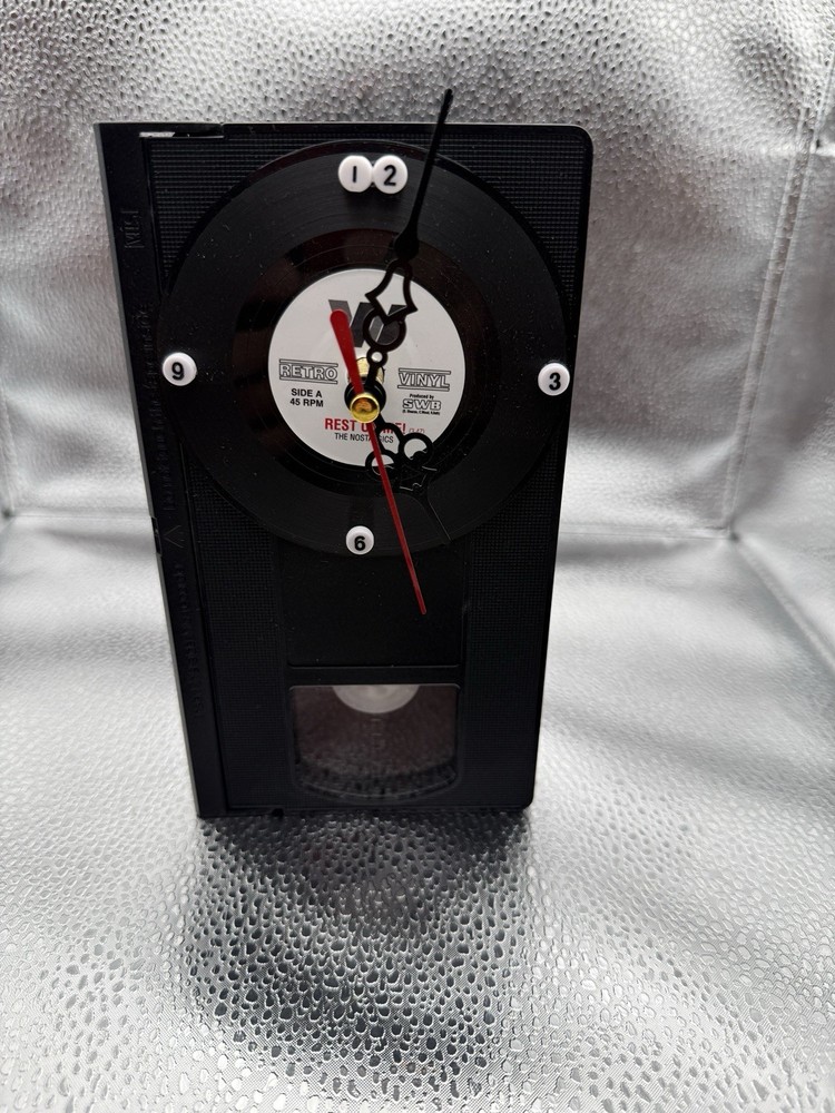 Vintage VHS Cassette Table/ Wall Clock Handmade