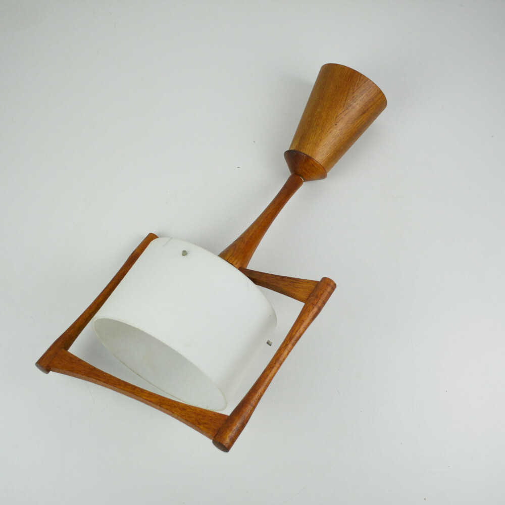 TEMDE Lights - Teak Ceiling Light - Vintage Ceiling Lamp Cable Pull Lampshade