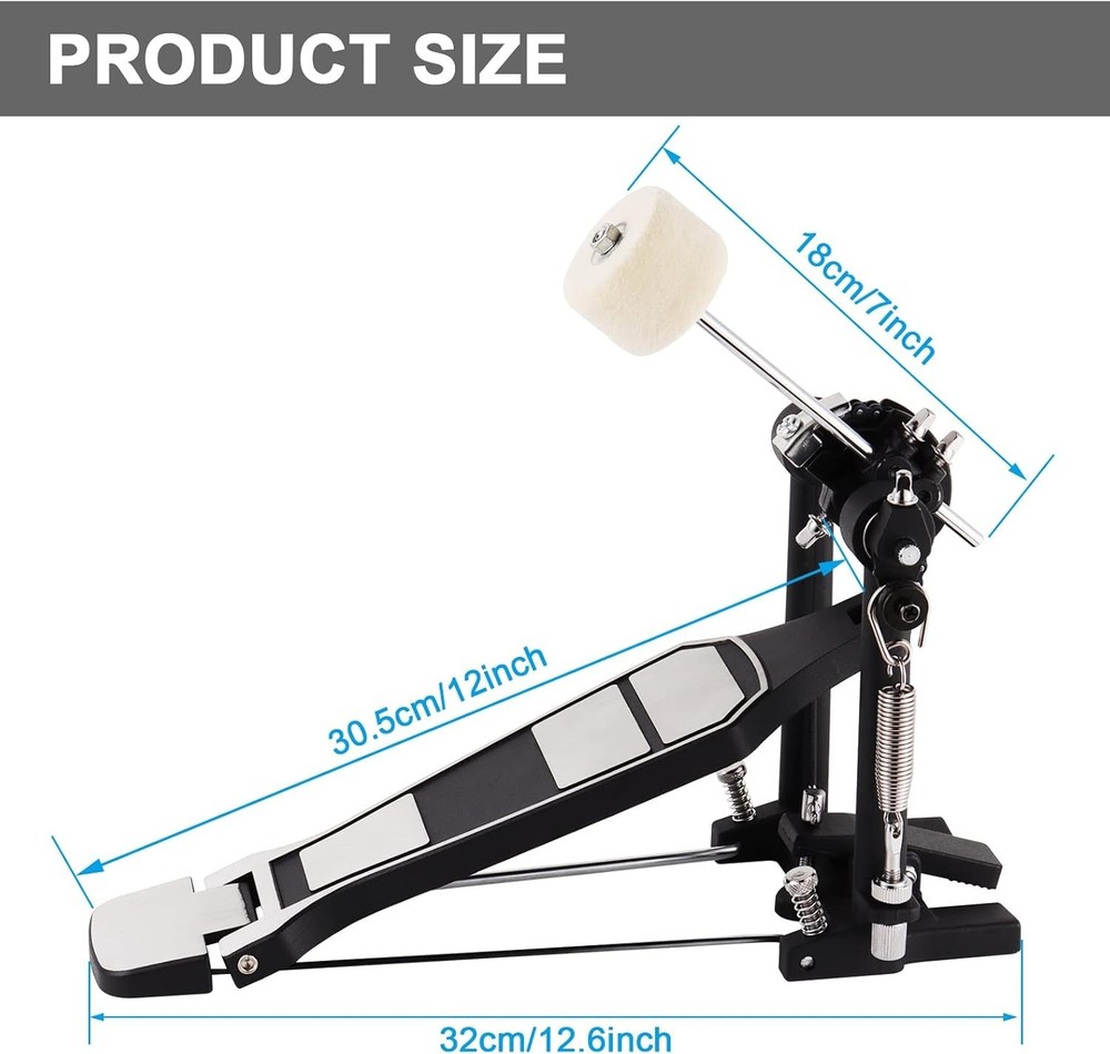 Double Chain Drum Pedal: Customizable Tension & High-Density Felt Hammer