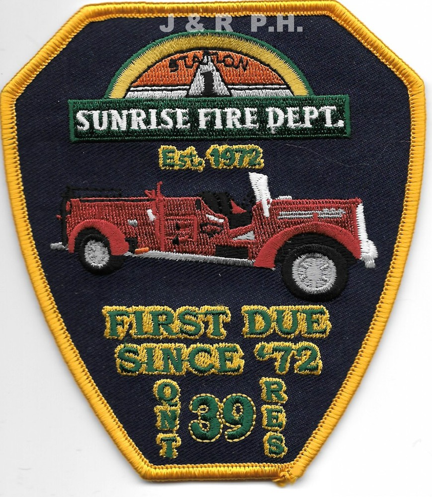 Sunrise  Station-1  "QNT 3 9 RES", Florida  (4" x 4.5" size) fire patch