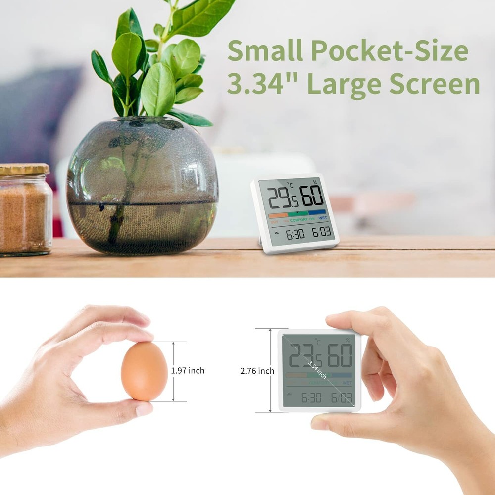 THERMOMETER HYGROMETER DIGITAL CLOCK ROOM TEMPERATURE HOME OFFICE