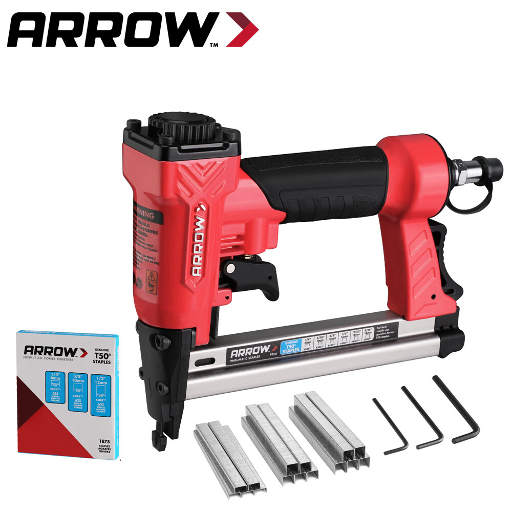 Arrow Pneumatic Staple Gun Oil-Free Upholstery Stapler with 3750 Pieces For DIY