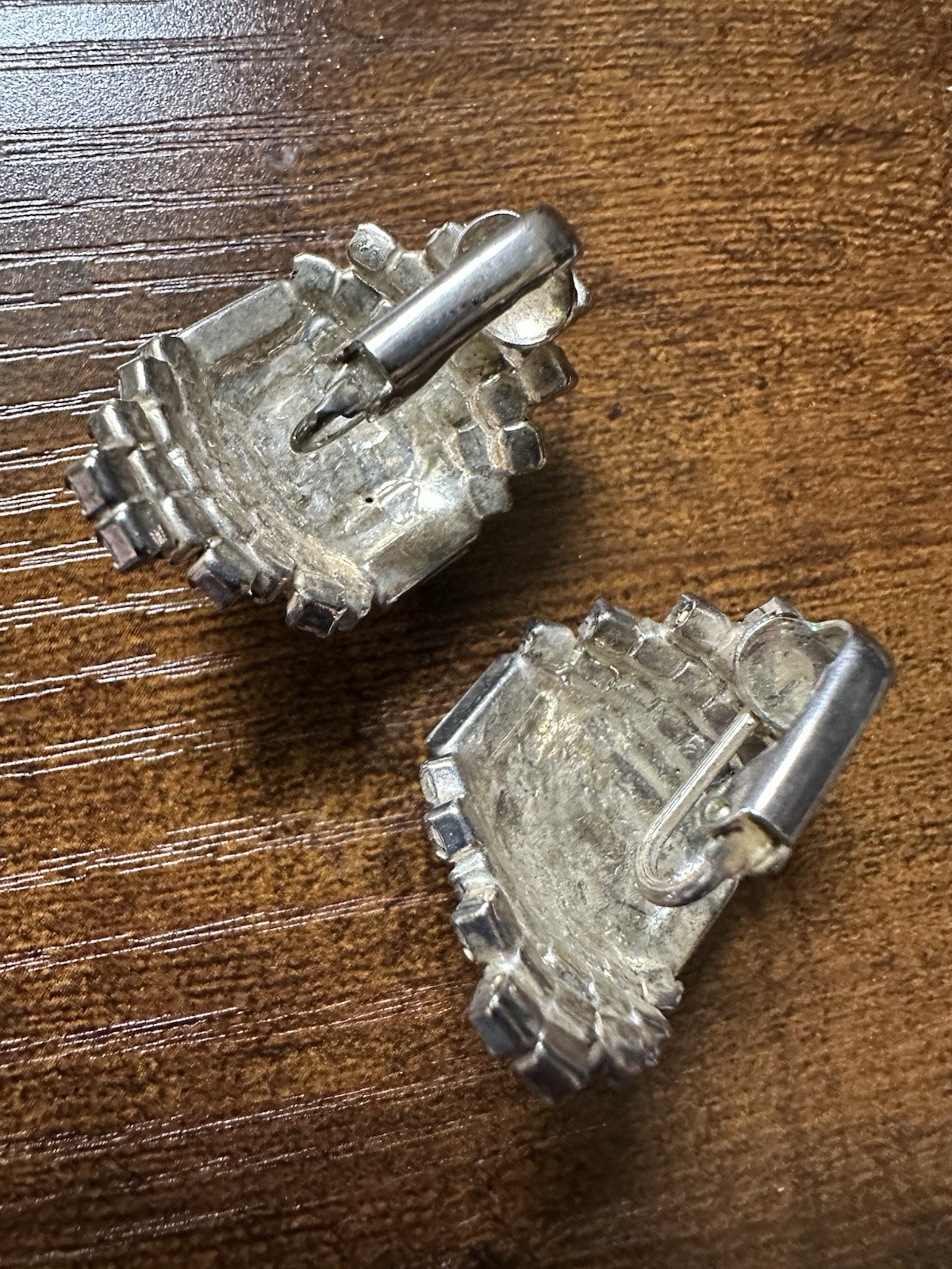 Vintage 1990s LORD & TAYLOR Clear Rhinestone Clip On Earrings Domed Shape