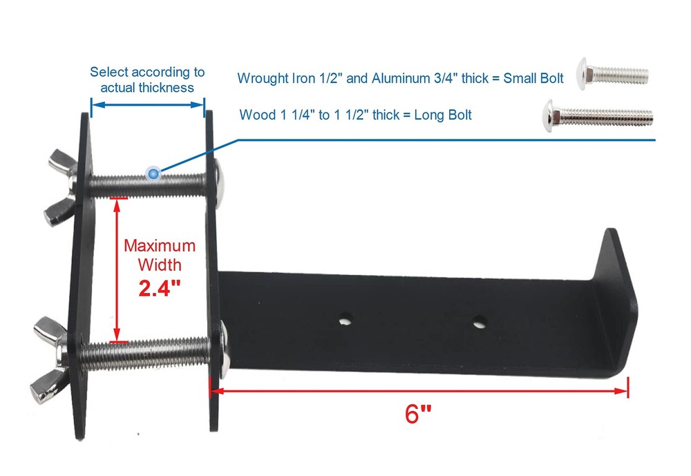6 Inch Deck Railing Planter Box Brackets Black
