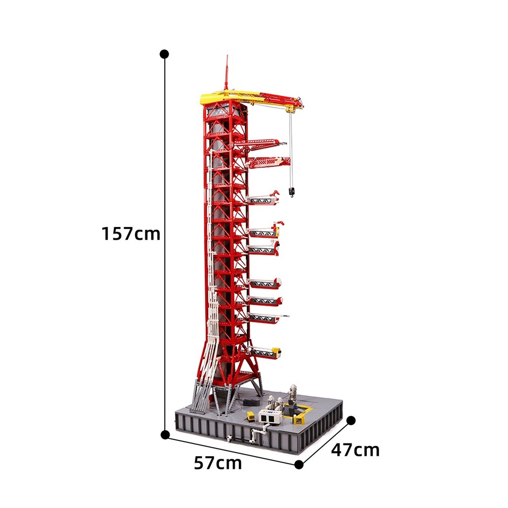 Red Launch Tower Model for Saturn V Rocket 3292PICS Building Set