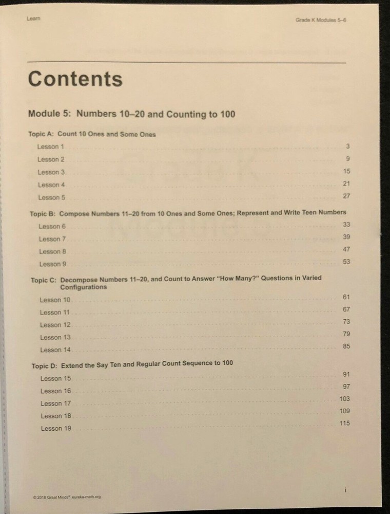 Kindergarten - EUREKA MATH - MODULE 5 & 6 (Student Workbook) (2018, Great Minds)