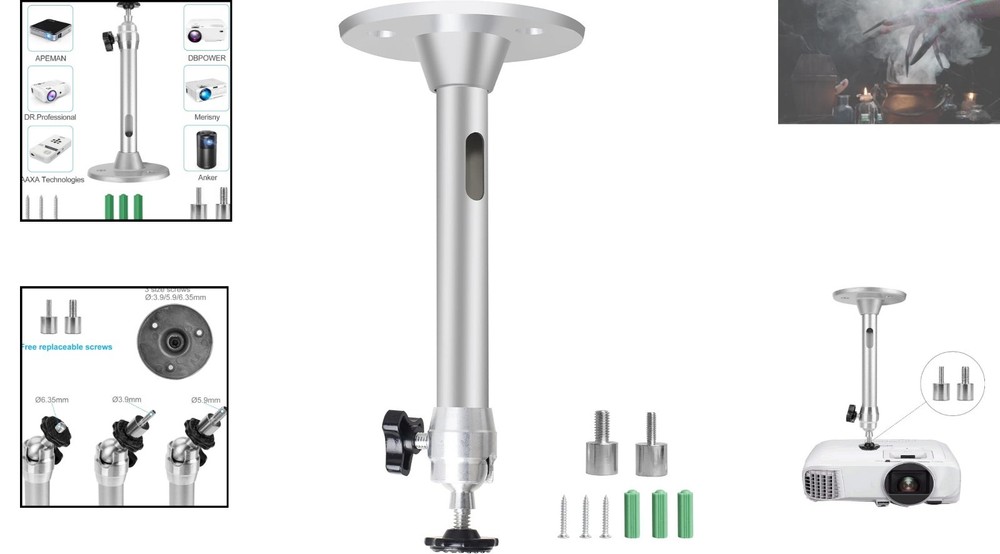 Universal Ceiling Wall Projector Mount - Silver Stand for 175mm Mini Projectors
